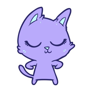 Sakin çizgi film kedisi parlak neon renkli