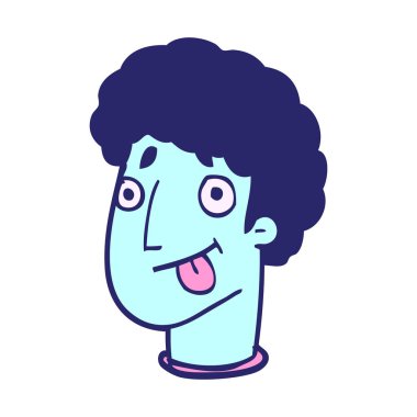 çizgi film karalaması parlak neon renkli komik erkek yüzü