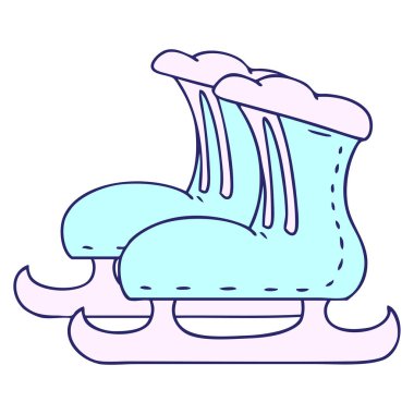 El çizimi çizgi film karalaması parlak neon renkli buz pateni botları