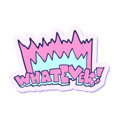 Çizgi film çıkartması. Parlak neon renginde bağır.