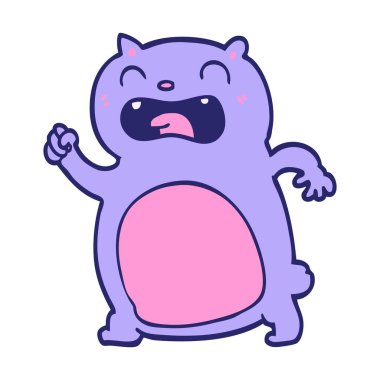 parlak neon renkli çizgi film kedisi