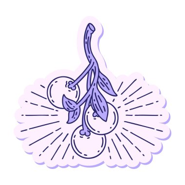 Parlak neon renkli ökseotu meyvesi dövmesi çıkartması.