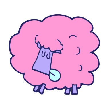 çizgi film karalaması parlak neon renkli kara koyun