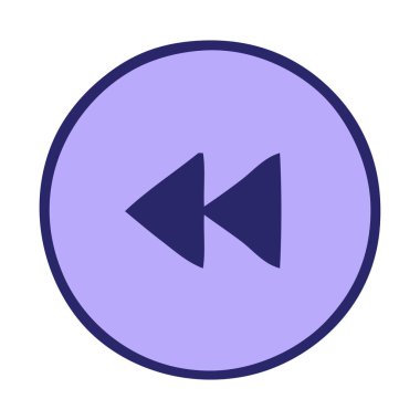 Parlak neon renkli bir geri sarma düğmesinin sevimli karikatürü