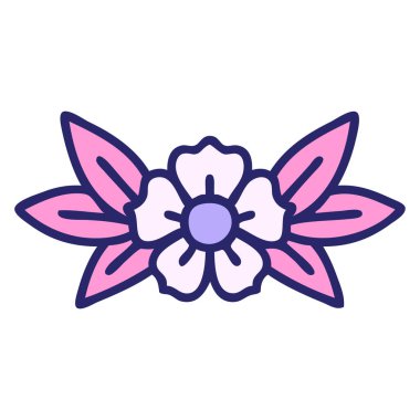 Parlak neon renkli bir çiçeğin ikonik dövme görüntüsü