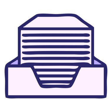 Bir yığın ofis kağıdının parlak neon renkli şirin karikatürü.