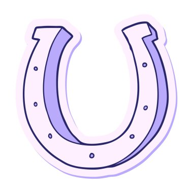 Parlak neon renkli demir at nalı çıkartması.