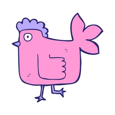 parlak neon renkli çizgi film tavuğu