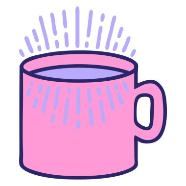 Parlak neon renkli kahve fincanının ikonik dövme şekli