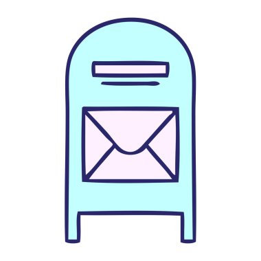 Parlak neon renkli şirin bir posta kutusu karikatürü