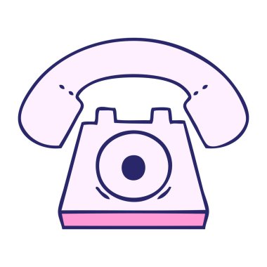 Parlak neon renkli kırmızı bir telefon karikatürü.