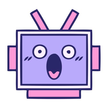 Parlak neon renkli bir robot kafası.