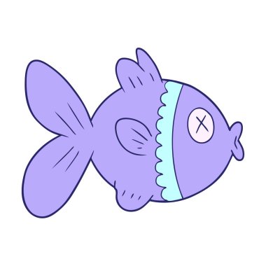 parlak neon renkli Japon balığı çizgi filmi