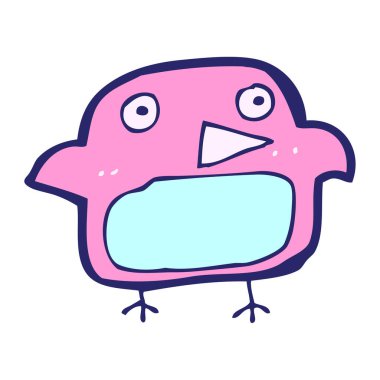 parlak neon renkli mavi kuş çizgi filmi