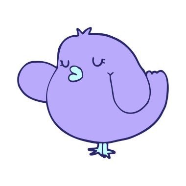 parlak neon renkli çizgi film kuşu