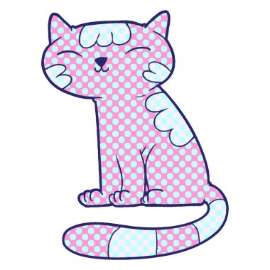 parlak neon renkli çizgi film kedisi