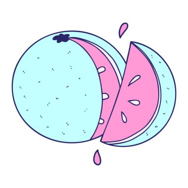 parlak neon renkli turuncu çizgi film dilimi