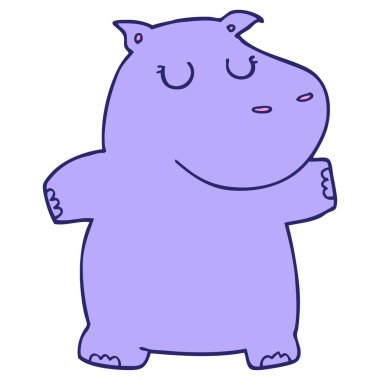 parlak neon renkli çizgi film hipopotamları