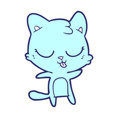 Parlak neon renkli şirin çizgi film kedisi.