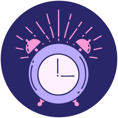 Parlak neon rengi çalar saat dövmesi simgesi