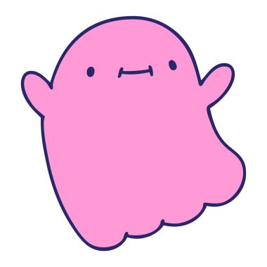 Mutlu bir cadılar bayramı hayaletinin parlak neon renkli karikatürü.