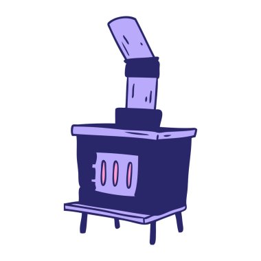 Parlak neon renkli bir ev fırınının el çizimi karikatürü.