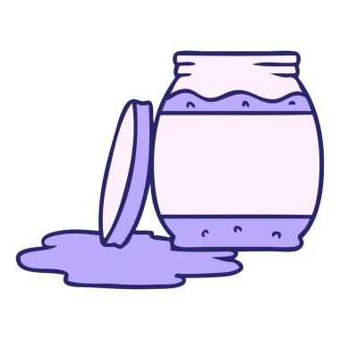 Parlak neon renkte bir çilek reçelinin el çizimi karikatürü