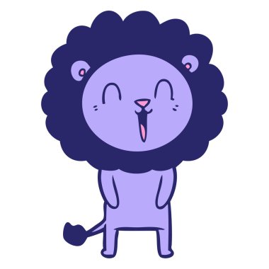 Parlak neon renkli gülen aslan çizgi filmi