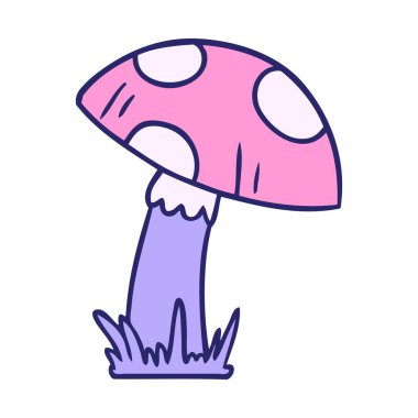 Parlak neon renkli bir kurbağa taburesinin el çizimi karikatürü.