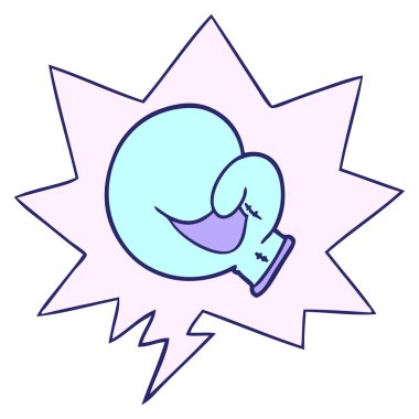 Parlak neon renkli konuşma balonlu boks eldiveni karikatürü