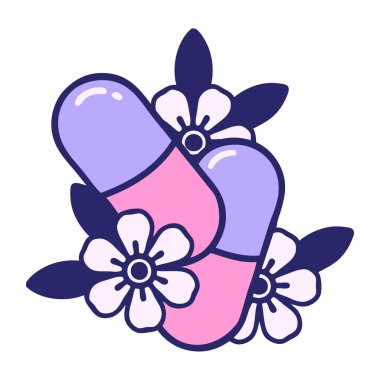 Geleneksel hap tarzında dövme ve parlak neon renkli çiçekler.