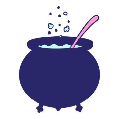 parlak neon renkli çizgi film cadı kazanı