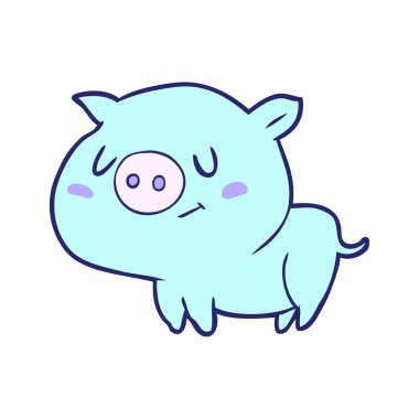 Parlak neon renkli şirin domuz çizgi filmi.