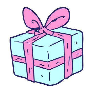 parlak neon rengi ile paketlenmiş karikatür hediyesi