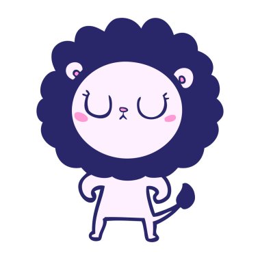 parlak neon renkli çizgi film aslanı