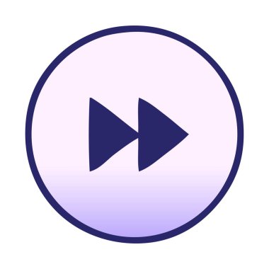 Parlak neon renkli ileri sarma düğmesinin gölgelendirilmiş çizgi filmi