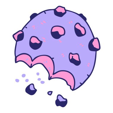 Parlak neon renkli el çizimi çizgi film kurabiyesi.