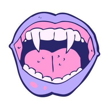 parlak neon renkli vampir ağzı çizgi filmi.