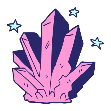 karikatür sihirli kristal parlak neon rengi