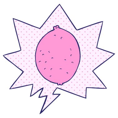 parlak neon rengi çizgi roman tarzında konuşma baloncuğu olan limon çizgi filmi