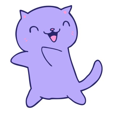 parlak neon renkli çizgi film kedisi