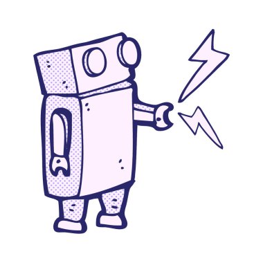 parlak neon renkli küçük robot çizgi film