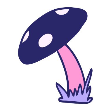 Parlak neon renkli bir kurbağa taburesinin el çizimi karikatürü.