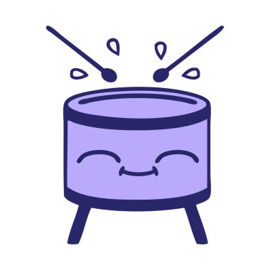 Parlak neon renkli bir davul karikatürü.