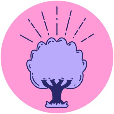 Parlak neon renkli dövme ağacı simgesi