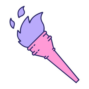 Parlak neon rengi yanan bir meşalenin ikonik dövme şekli