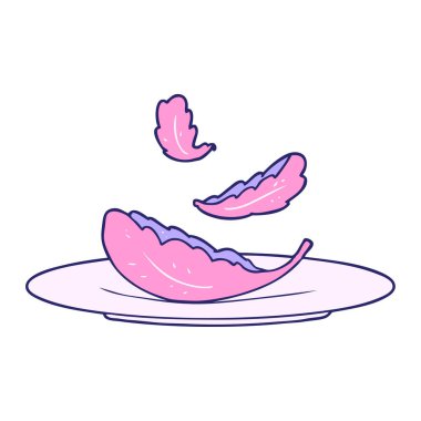 çizgi film salatası parlak neon renkli yapraklar