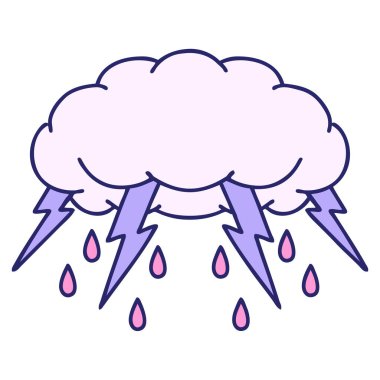 Parlak neon renkli bir fırtına bulutunun ikonik dövme görüntüsü