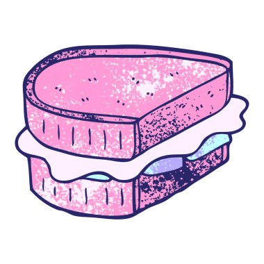 çizgi film karalamaları parlak neon renkli tost sandviçi