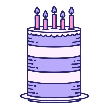 Parlak neon renkli bir doğum günü pastasının ikonik dövme görüntüsü